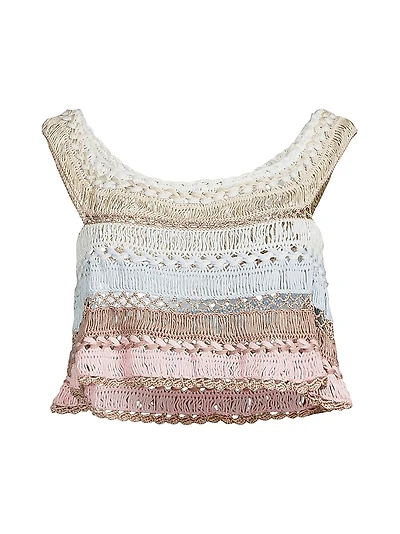 Cleo Crochet-Knit Cotton-Blend Crop Top