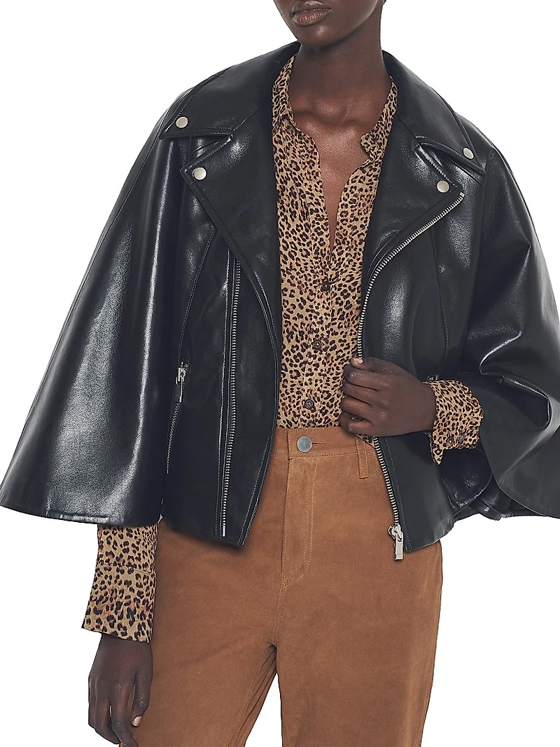Faith Recycled Leather Moto Cape