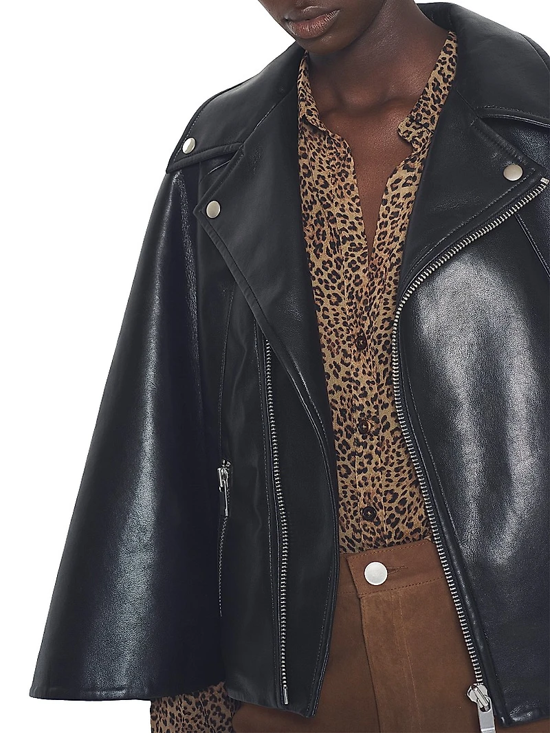 Faith Recycled Leather Moto Cape