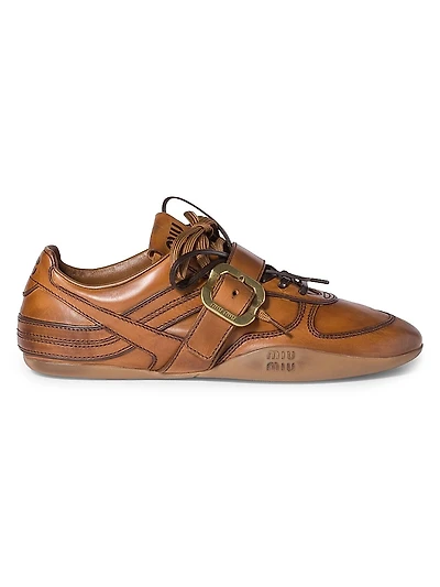 Leather Sneakers with Buckle