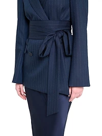 Delancey Striped Stretch-Wool Belted Blazer