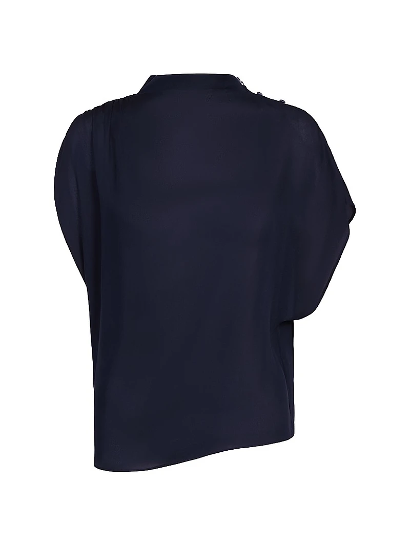 Wish You Would Draped Stretch-Silk Blouse