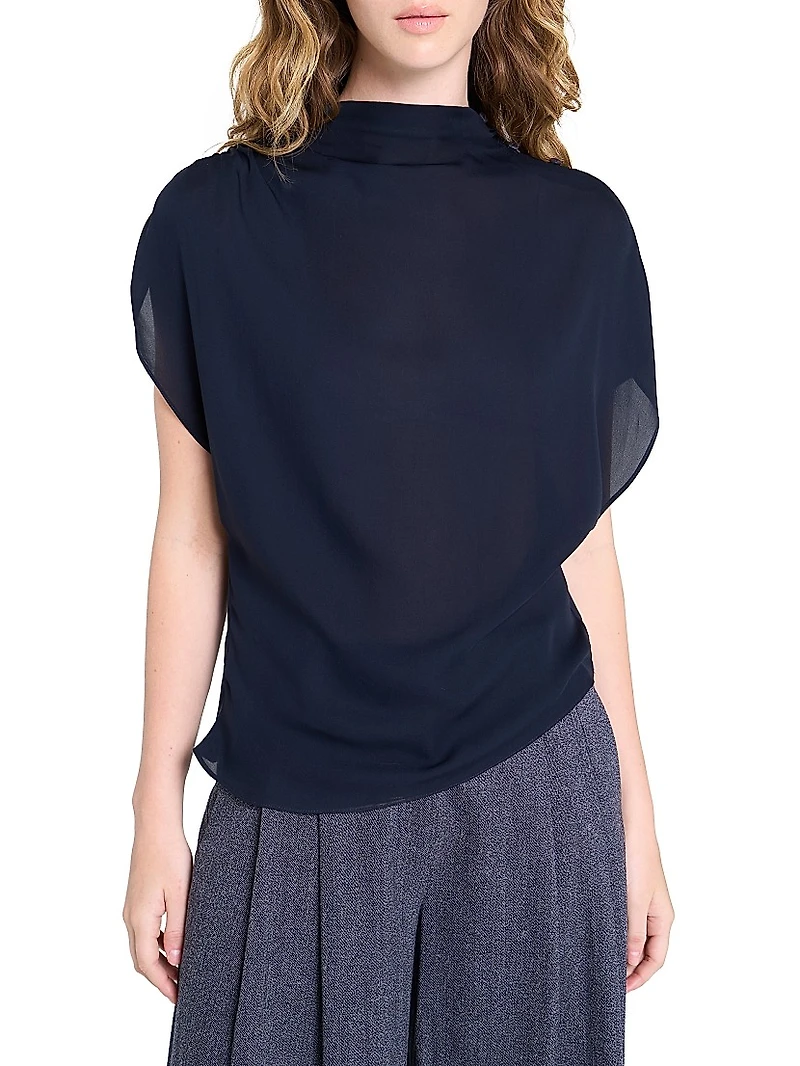 Wish You Would Draped Stretch-Silk Blouse