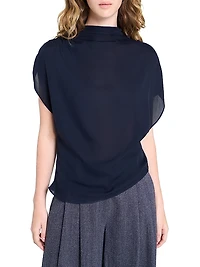 Wish You Would Draped Stretch-Silk Blouse