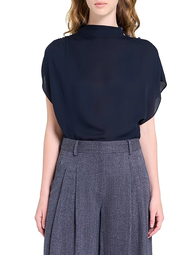 Wish You Would Draped Stretch-Silk Blouse