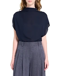 Wish You Would Draped Stretch-Silk Blouse