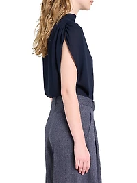 Wish You Would Draped Stretch-Silk Blouse