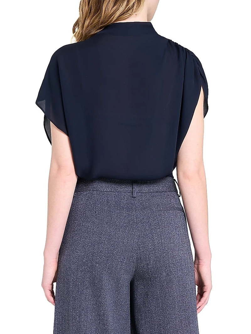 Wish You Would Draped Stretch-Silk Blouse