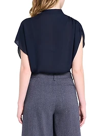Wish You Would Draped Stretch-Silk Blouse