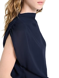 Wish You Would Draped Stretch-Silk Blouse