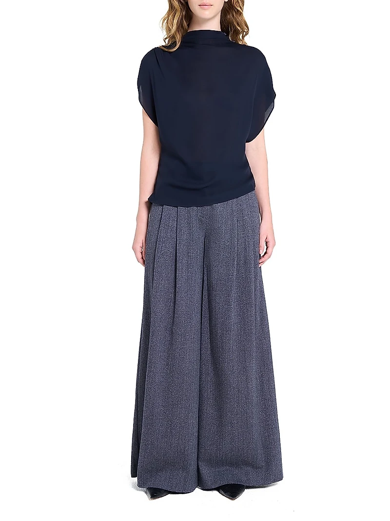 Wish You Would Draped Stretch-Silk Blouse