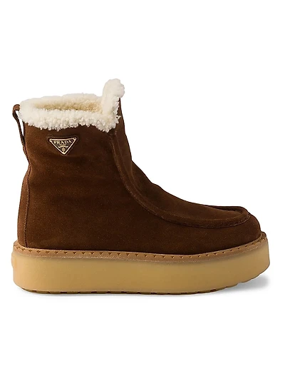 Suede and Shearling Booties
