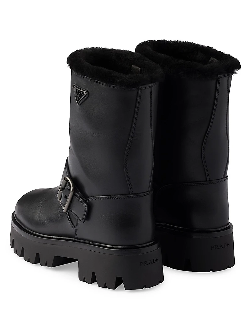 Leather and Shearling Booties