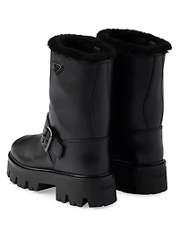 Leather and Shearling Booties