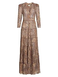 Seraphina Cheetah Paisley Tiered Maxi Dress