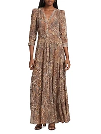 Seraphina Cheetah Paisley Tiered Maxi Dress