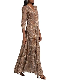 Seraphina Cheetah Paisley Tiered Maxi Dress