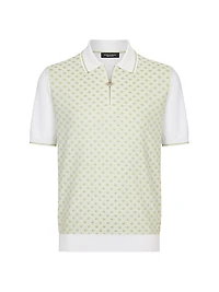Cotton Silk Zip Polo Shirt