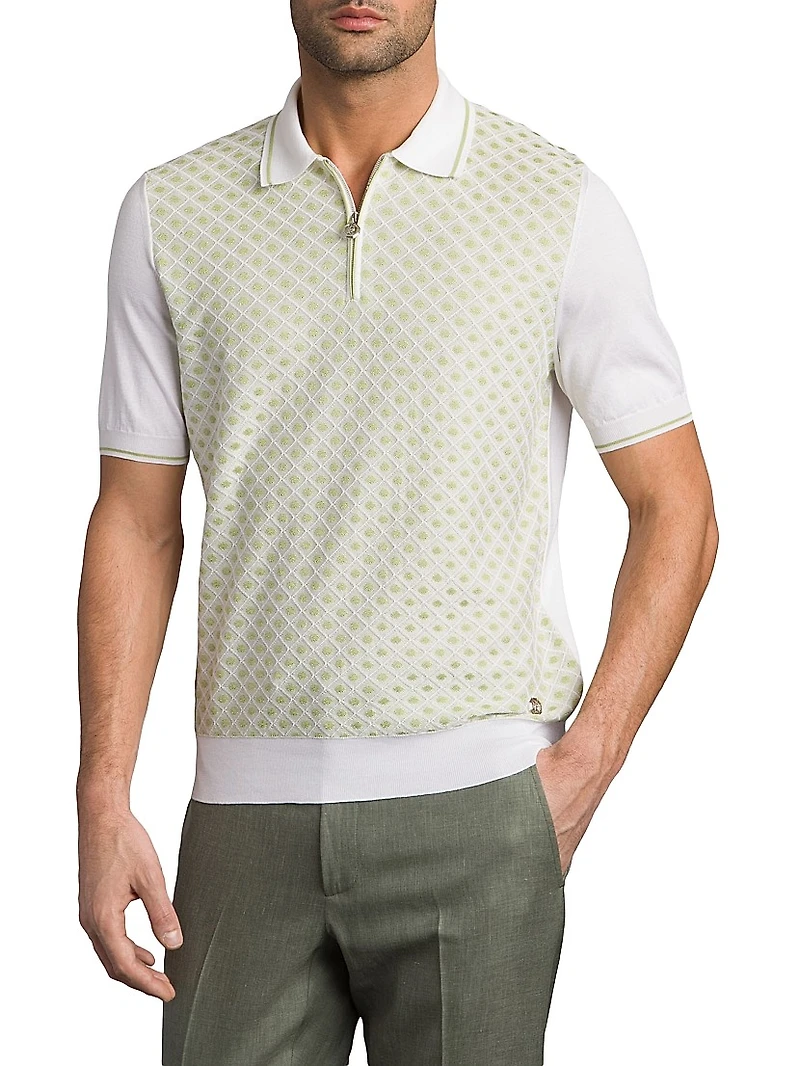 Cotton Silk Zip Polo Shirt