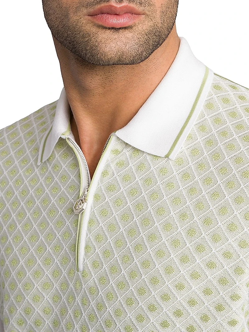 Cotton Silk Zip Polo Shirt