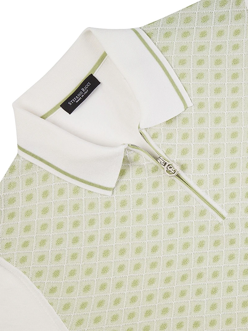 Cotton Silk Zip Polo Shirt