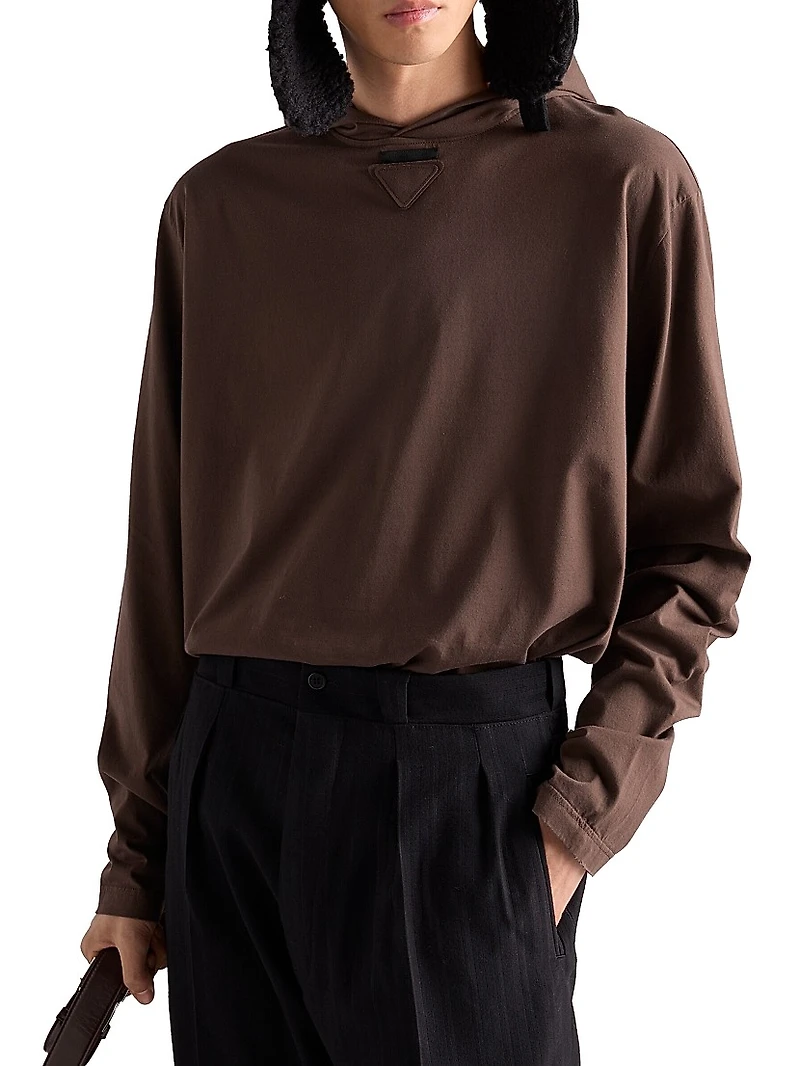 Long-Sleeved Cotton Hoodie T-Shirt