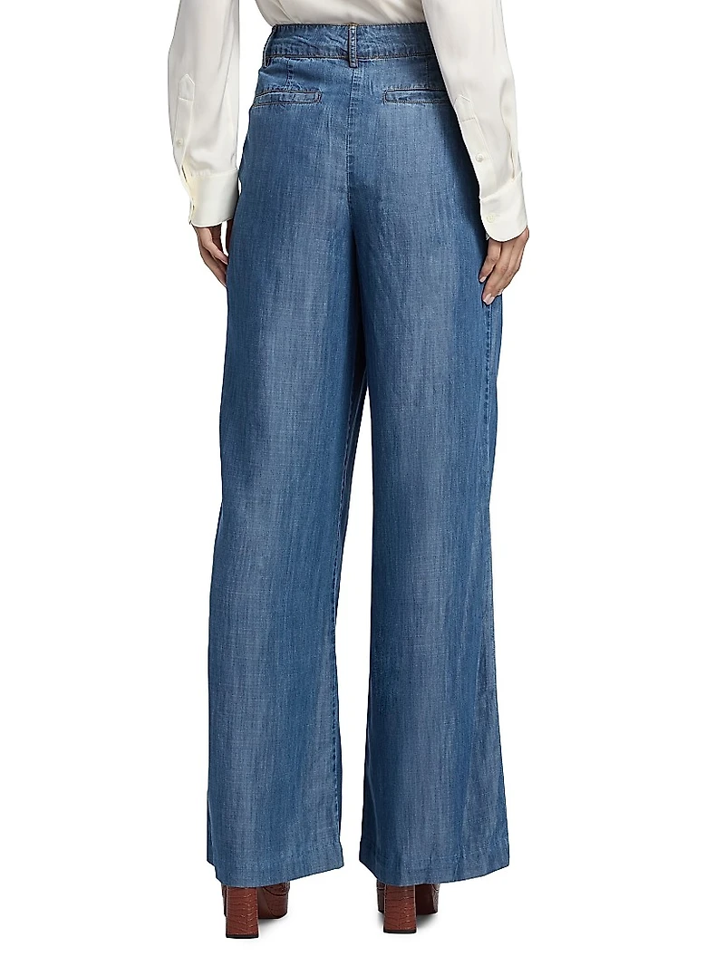 Oscar Chambray Wide-Leg Pants