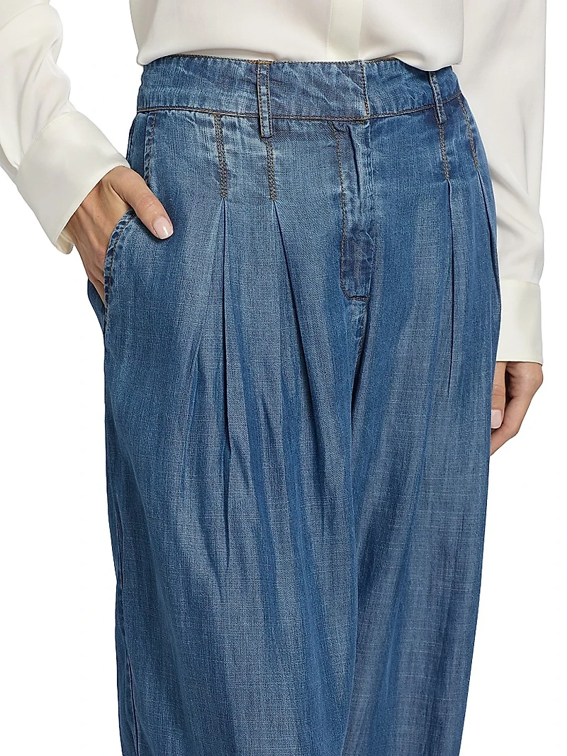 Oscar Chambray Wide-Leg Pants