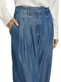 Oscar Chambray Wide-Leg Pants