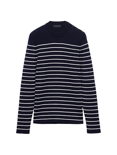 Striped Superfine Wool Crew-Neck Sweater