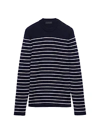 Striped Superfine Wool Crew-Neck Sweater