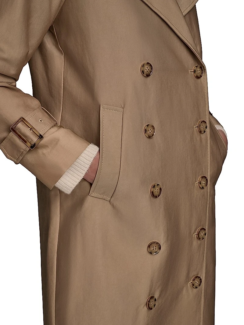 Cotton-Blend Double-Breasted Trench Coat