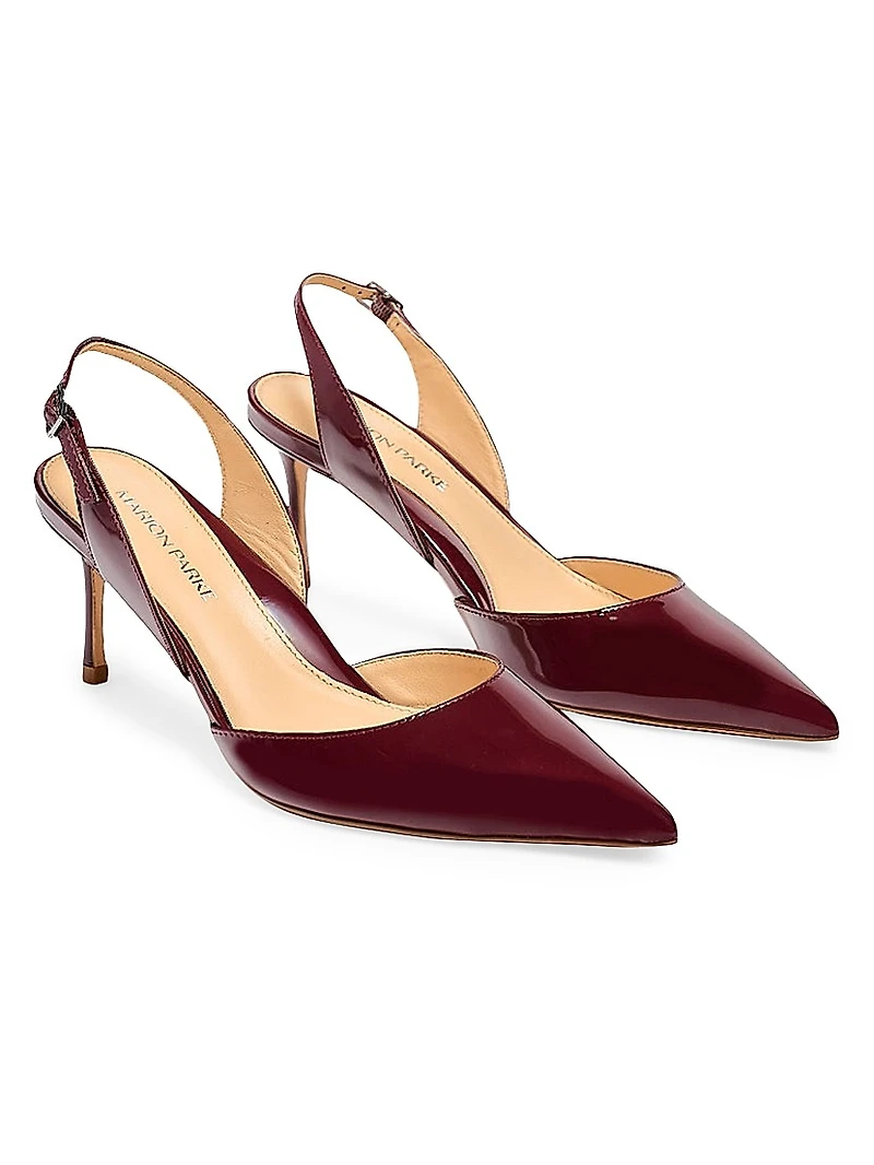 Classic 70MM Patent Leather Slingback Pumps