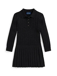 Little Girl's & Metallic Cable-Knit Sweater Dress