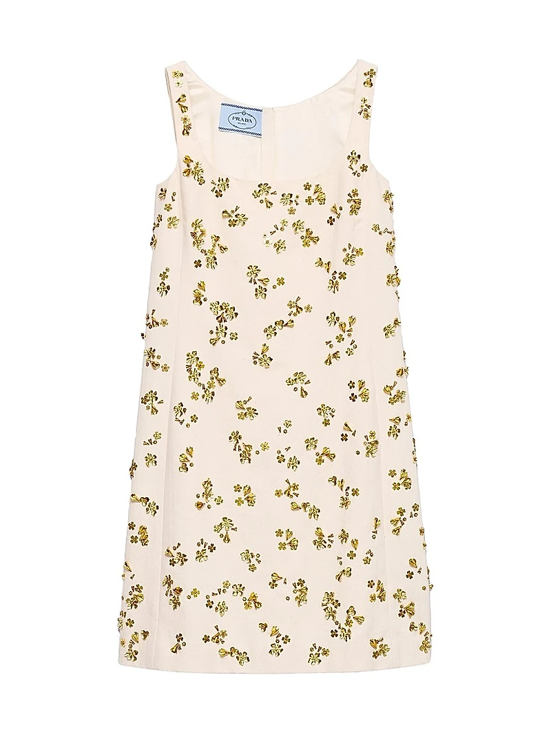 Embroidered Chevron Mini-dress