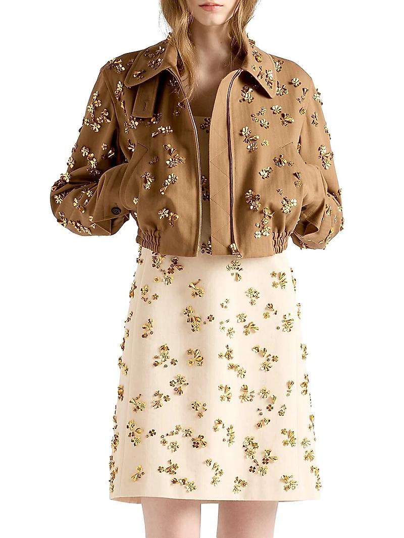 Embroidered Chevron Mini-dress