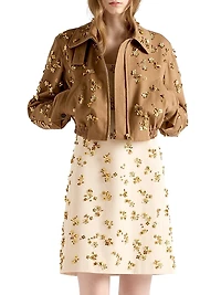 Embroidered Chevron Mini-dress