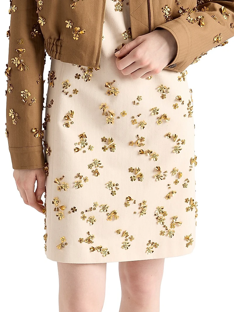 Embroidered Chevron Mini-dress