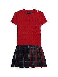 Little Girl's & Cable-Knit Plaid Dress