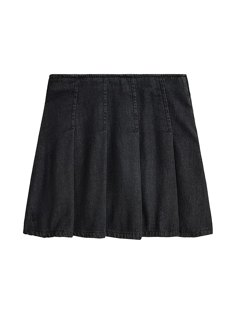 Little Girl's & Rigid Denim Pleated Skirt