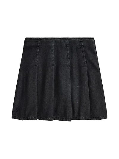 Little Girl's & Rigid Denim Pleated Skirt