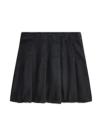 Little Girl's & Rigid Denim Pleated Skirt