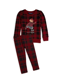 Little Girl's & Polo Bear Plaid Crewneck Sweatshirt