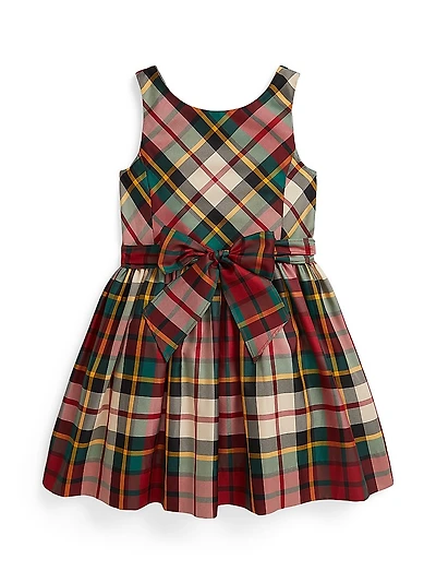 Little Girl's & Plaid Taffeta Sleeveless Dress