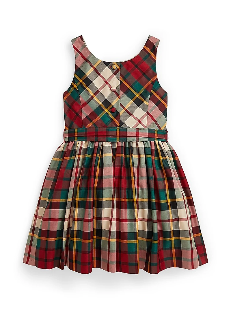 Little Girl's & Plaid Taffeta Sleeveless Dress