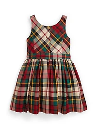 Little Girl's & Plaid Taffeta Sleeveless Dress