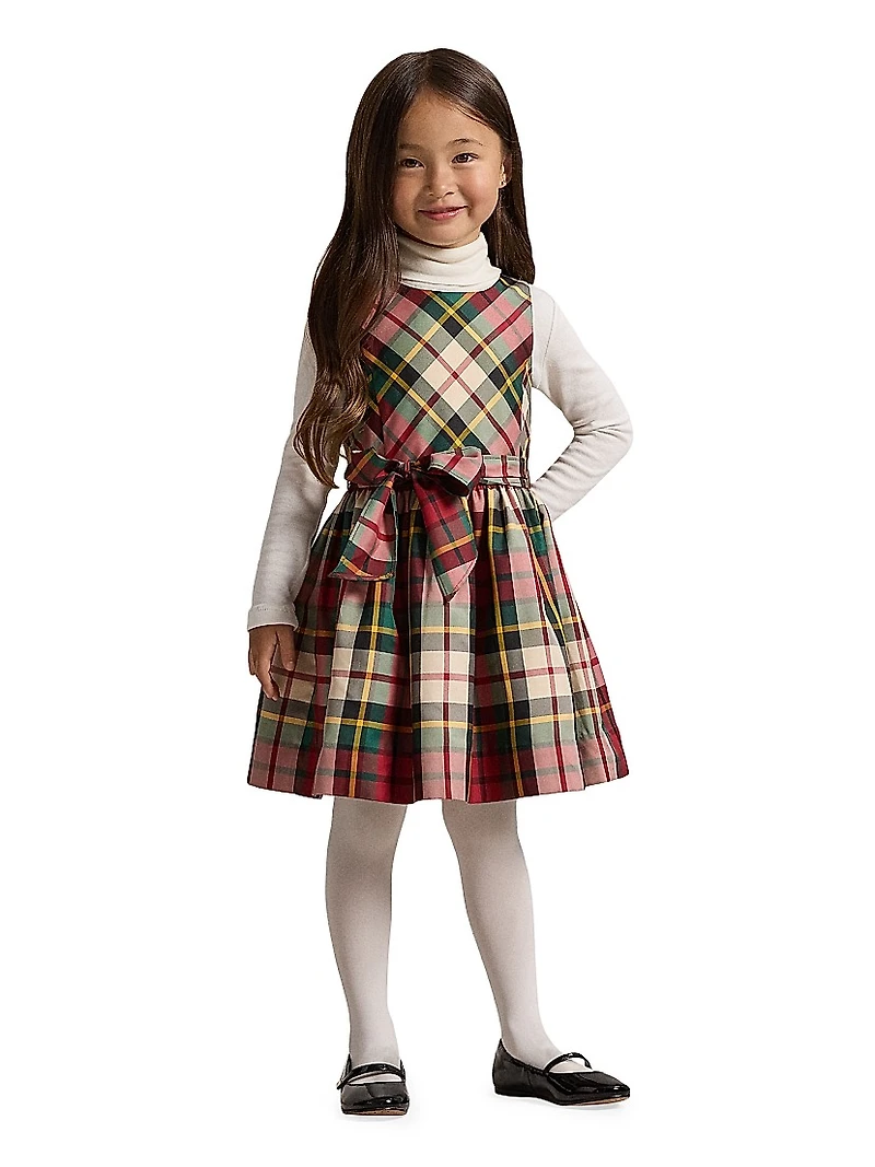 Little Girl's & Plaid Taffeta Sleeveless Dress