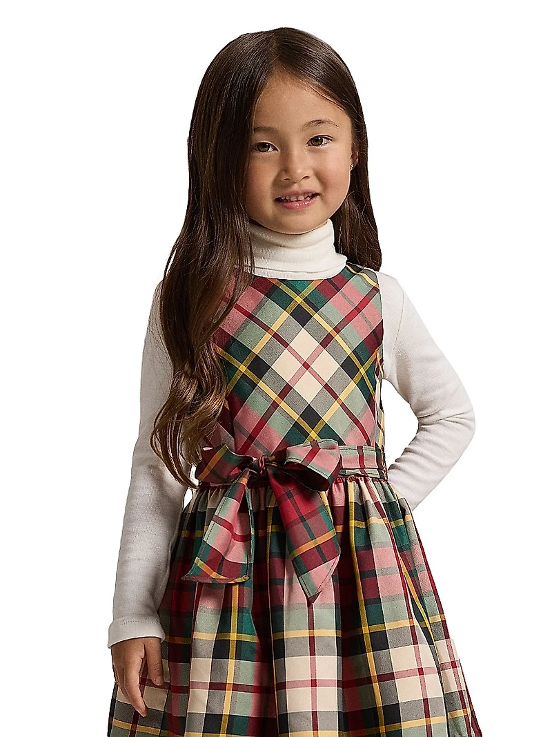 Little Girl's & Plaid Taffeta Sleeveless Dress