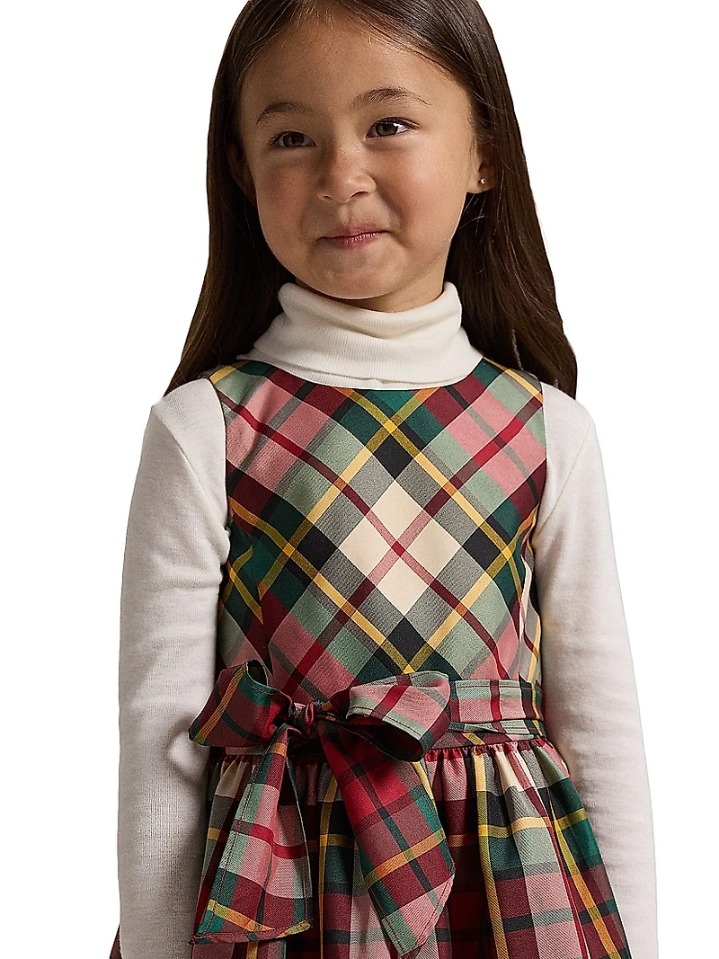 Little Girl's & Plaid Taffeta Sleeveless Dress