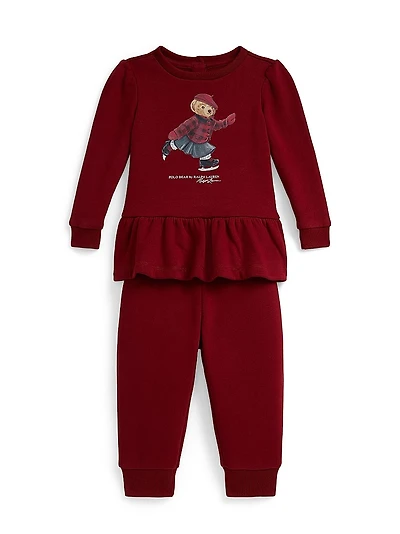 Baby Girl's Polo Bear Magic Fleece 2-Piece Sweater & Sweatpants Set